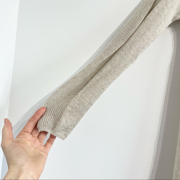 Eileen Fisher Contrast Knit Tunic Sweater wool pullover neutral beige - Picture 5 of 11